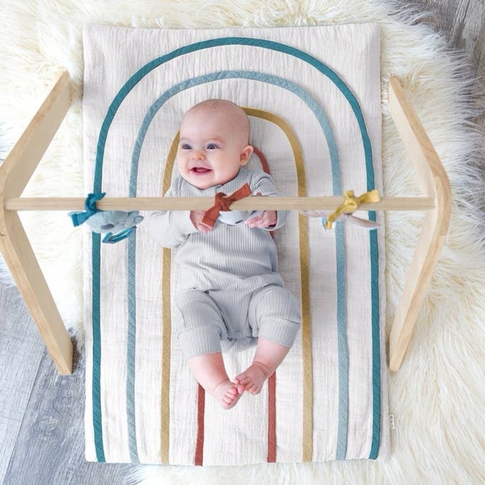 Itzy Ritzy Rainbow Quilted Cotton Tummy Time Activity Mat